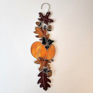 Studio One Stained Glass Fall Leaves Pumpkin Scroll Kit 9822 ASSEMBLED